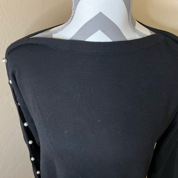 Talbots Black Sweater with Pearls - Picture 4 of 6